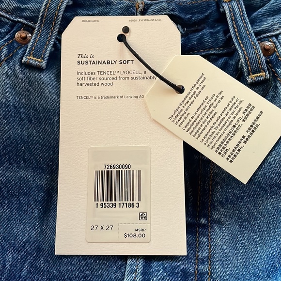Levi’s Premium Ribcage Straight Leg Ankle Super High Rise Denim Jeans New Sz 27 - Picture 14 of 16